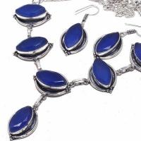 Sa 0465b collier boucles oreilles saphir bleu 41gr 10x20mm achat vente bijou ethnique argent 925