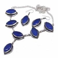 Sa 0465d collier boucles oreilles saphir bleu 41gr 10x20mm achat vente bijou ethnique argent 925