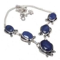 Sa 0466a collier parure sautoir saphir bleu 30gr 15x20mm achat vente bijou ethnique argent 925