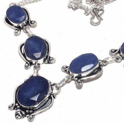 Sa 0466b collier parure sautoir saphir bleu 30gr 15x20mm achat vente bijou ethnique argent 925