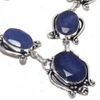 Sa 0466c collier parure sautoir saphir bleu 30gr 15x20mm achat vente bijou ethnique argent 925