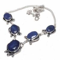 Sa 0466d collier parure sautoir saphir bleu 30gr 15x20mm achat vente bijou ethnique argent 925