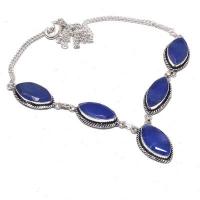 Sa 0467a collier parure sautoir saphir bleu 30gr 10x20mm achat vente bijou ethnique argent 925