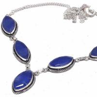 Sa 0467b collier parure sautoir saphir bleu 30gr 10x20mm achat vente bijou ethnique argent 925