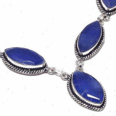 Sa 0467d collier parure sautoir saphir bleu 30gr 10x20mm achat vente bijou ethnique argent 925