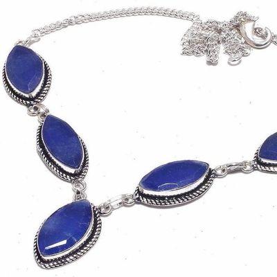 Sa 0467d collier parure sautoir saphir bleu 30gr 10x20mm achat vente bijou ethnique argent 925