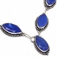 Sa 0468c collier parure sautoir saphir bleu 34gr 12x22mm achat vente bijou ethnique argent 925