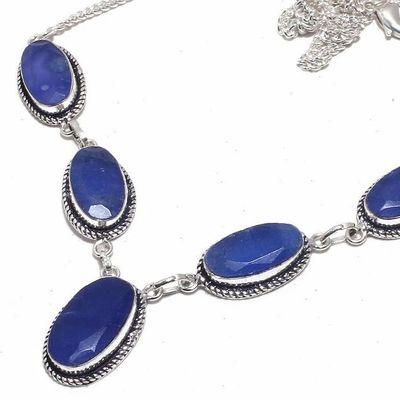 Sa 0469b collier parure sautoir saphir bleu 30gr 10x20mm achat vente bijou ethnique argent 925