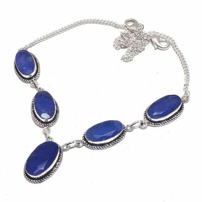 Sa 0469d collier parure sautoir saphir bleu 30gr 10x20mm achat vente bijou ethnique argent 925