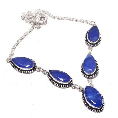 Sa 0470a collier parure sautoir saphir bleu 30gr 10x20mm achat vente bijou ethnique argent 925