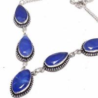 Sa 0470b collier parure sautoir saphir bleu 30gr 10x20mm achat vente bijou ethnique argent 925