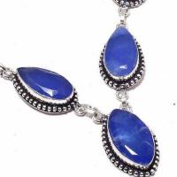 Sa 0470c collier parure sautoir saphir bleu 30gr 10x20mm achat vente bijou ethnique argent 925