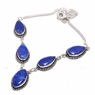 Sa 0470d collier parure sautoir saphir bleu 30gr 10x20mm achat vente bijou ethnique argent 925