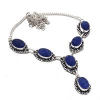 Sa 0471a collier parure sautoir saphir bleu 30gr 10x15mm achat vente bijou ethnique argent 925