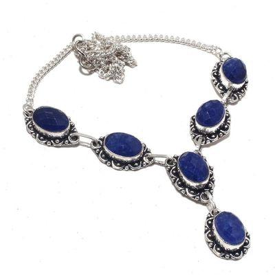 Sa 0471b collier parure sautoir saphir bleu 30gr 10x15mm achat vente bijou ethnique argent 925