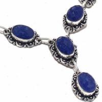 Sa 0471c collier parure sautoir saphir bleu 30gr 10x15mm achat vente bijou ethnique argent 925