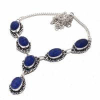 Sa 0471d collier parure sautoir saphir bleu 30gr 10x15mm achat vente bijou ethnique argent 925