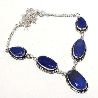 Sa 0472b collier parure sautoir saphir bleu 30gr 10x22mm achat vente bijou ethnique argent 925