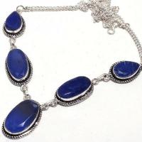 Sa 0472b collier parure sautoir saphir bleu 30gr 10x22mm achat vente bijou ethnique argent 925