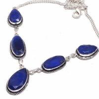 Sa 0473b collier parure sautoir saphir bleu 28gr 10x20mm achat vente bijou ethnique argent 925