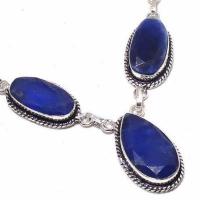 Sa 0473c collier parure sautoir saphir bleu 28gr 10x20mm achat vente bijou ethnique argent 925