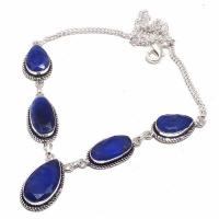 Sa 0473d collier parure sautoir saphir bleu 28gr 10x20mm achat vente bijou ethnique argent 925