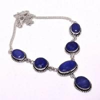 Sa 0474a collier parure sautoir saphir bleu 29gr 10x20mm achat vente bijou ethnique argent 925