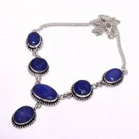 Sa 0474d collier parure sautoir saphir bleu 29gr 10x20mm achat vente bijou ethnique argent 925