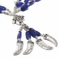Sa 0476c collier 4pendants cornes saphir bleu 65gr 10x8mm achat vente bijou ethnique argent 925