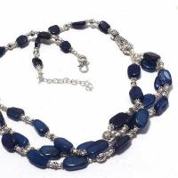 Sa 0478c collier 3rangs perles saphir bleu 52gr 10x15mm achat vente bijou ethnique argent 925
