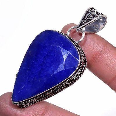 Sa 0481c pendentif pendant saphir topaze bleue 20gr 25x40mm achat vente bijou argent 925