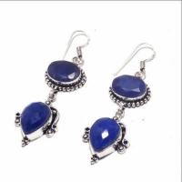 Sa 0482b boucles oreilles saphir bleu 15gr 10x15mm achat vente bijou argent 925