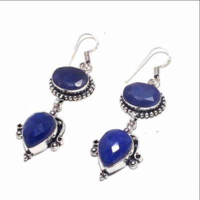 Sa 0482b boucles oreilles saphir bleu 15gr 10x15mm achat vente bijou argent 925