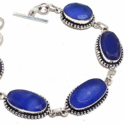 Sa 0483b bracelet saphir bleu 26gr 10x20mm achat vente bijou ethnique argent 925