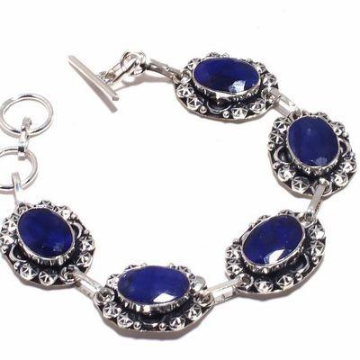 Sa 0484b bracelet saphir bleu 24gr 10x15mm achat vente bijou ethnique argent 925