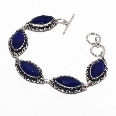 Sa 0486b bracelet saphir bleu 21gr 10x20mm achat vente bijou ethnique argent 925