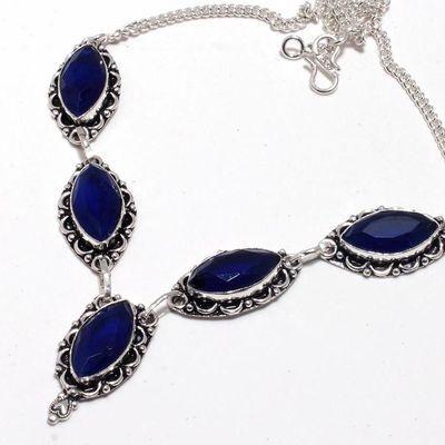 Sa 0489b collier parure sautoir saphir bleu 26gr 10x20mm achat vente bijou argent 925