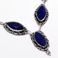 Sa 0489c collier parure sautoir saphir bleu 26gr 10x20mm achat vente bijou argent 925