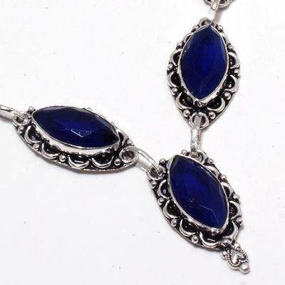 Sa 0489b collier parure sautoir saphir bleu 26gr 10x20mm achat vente bijou argent 925