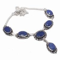 Sa 0490a collier parure sautoir saphir bleu 28gr 10x15mm achat vente bijou argent 925