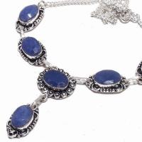 Sa 0490b collier parure sautoir saphir bleu 28gr 10x15mm achat vente bijou argent 925