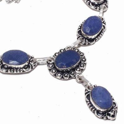 Sa 0490a collier parure sautoir saphir bleu 28gr 10x15mm achat vente bijou argent 925