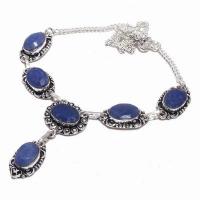 Sa 0490d collier parure sautoir saphir bleu 28gr 10x15mm achat vente bijou argent 925