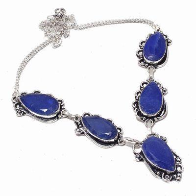 Sa 0491b collier parure sautoir saphir bleu 34gr 12x25mm achat vente bijou argent 925