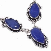 Sa 0491c collier parure sautoir saphir bleu 34gr 12x25mm achat vente bijou argent 925