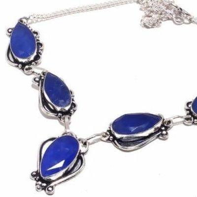 Sa 0492b collier parure sautoir saphir bleu 31gr 10x20mm achat vente bijou argent 925