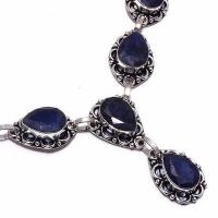 Sa 0493c collier parure sautoir saphir bleu 26gr 10x15mm achat vente bijou argent 925