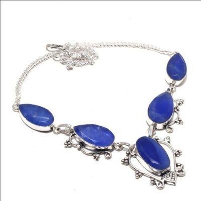 Sa 0494b collier parure sautoir saphir bleu 29gr 14x25mm achat vente bijou argent 925