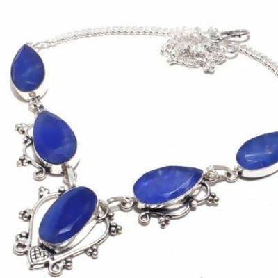 Sa 0494b collier parure sautoir saphir bleu 29gr 14x25mm achat vente bijou argent 925