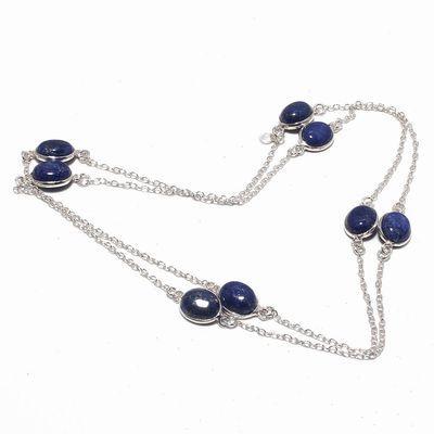 Sa 0496a collier parure sautoir 8xsaphir bleu 12gr 10x8mm achat vente bijou argent 925